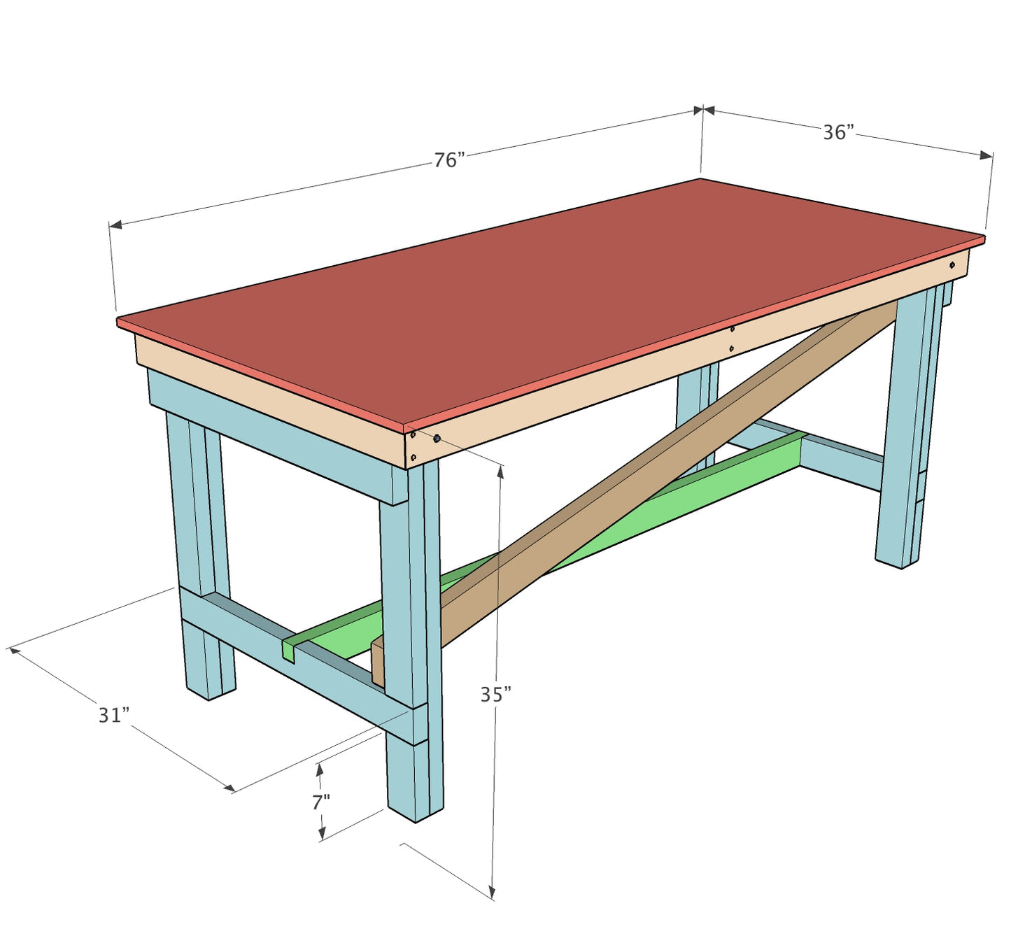 Wall-Mounted Folding Workbench Plans - Imperial AND Metric