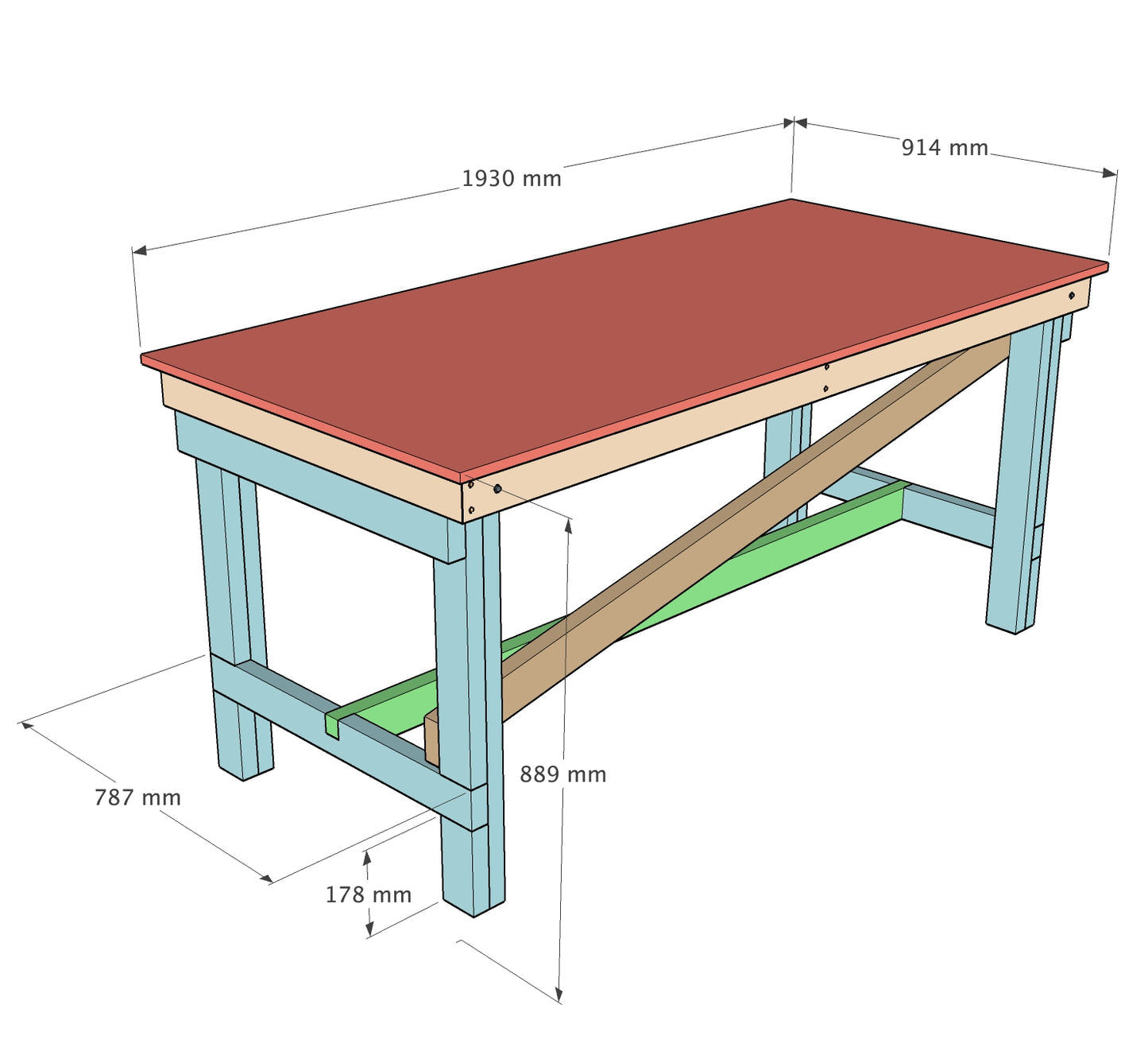 Wall-Mounted Folding Workbench Plans - Imperial AND Metric