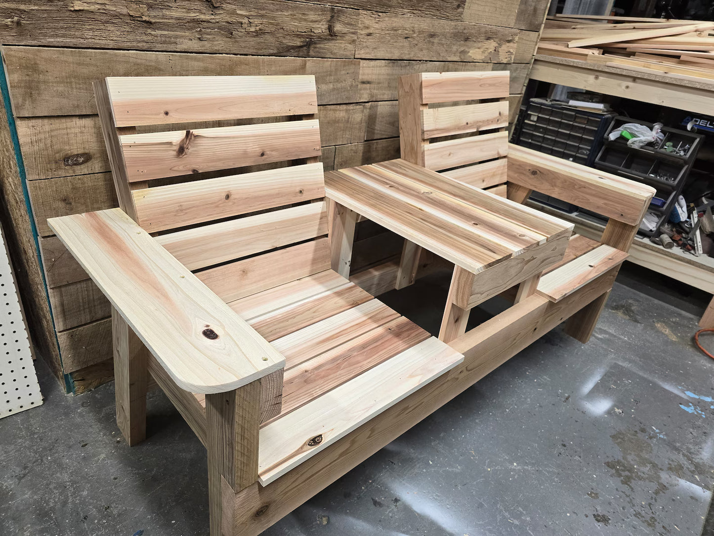 Two Seat Bench with Middle Table Build Plans (Digital Download)