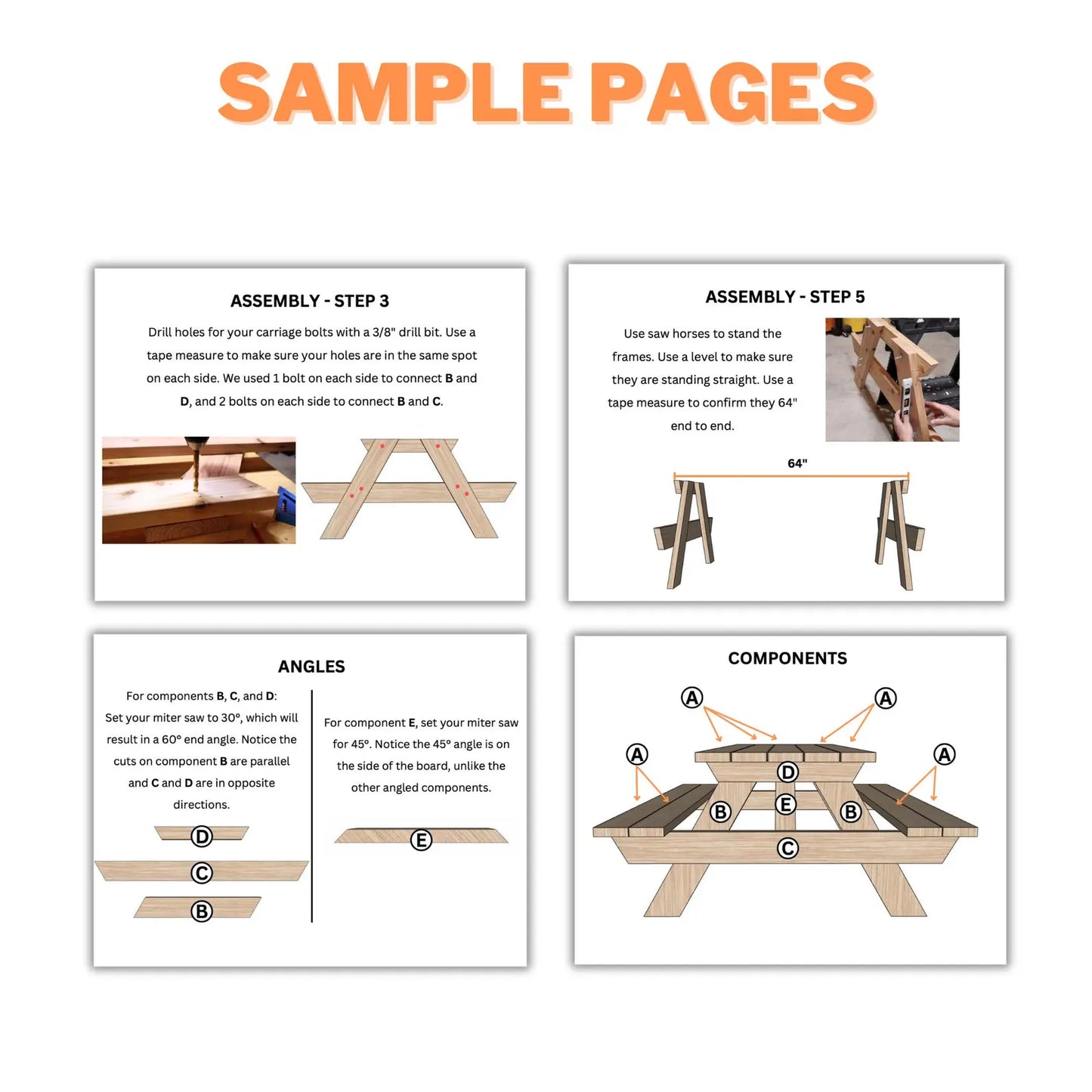 Picnic Table Plans - Step-by-Step Instructions - DIY Woodworking Plans (PDF)