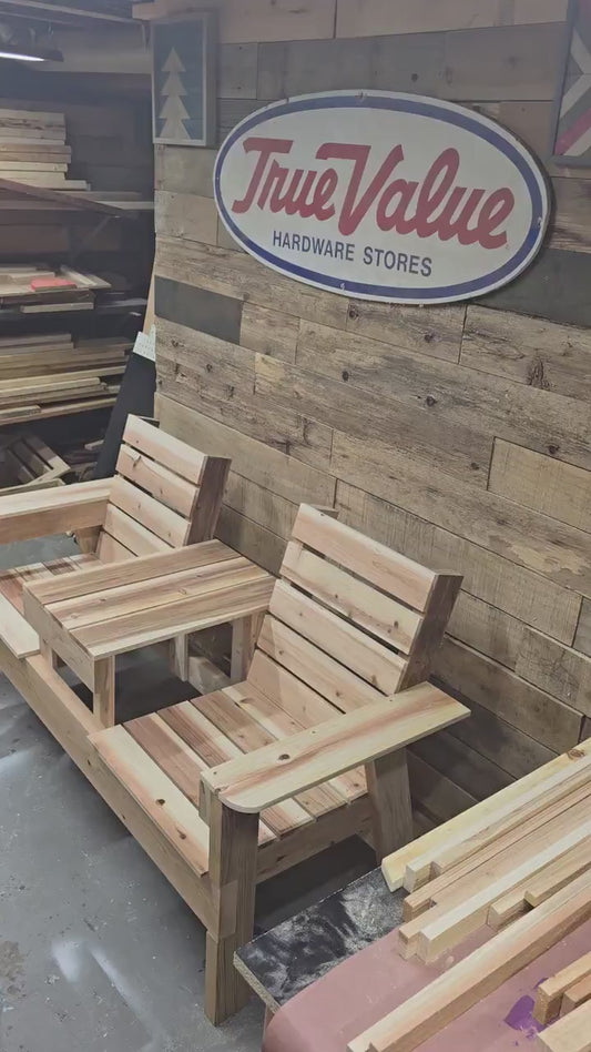 Two Seat Bench with Middle Table Build Plans (Digital Download)